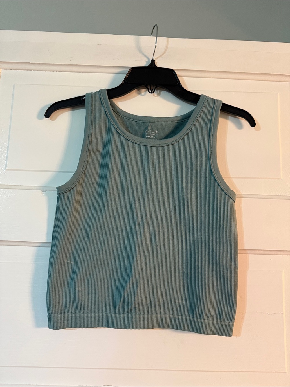 Ribbed Crop Tank Top — Sage Green